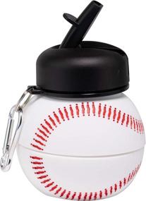 img 2 attached to 🍼 Maccabi Art Clip-On Collapsible Silicone Baseball Water Bottle for Kids – BPA-Free, 18 Oz. Size