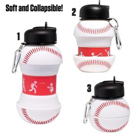 img 1 attached to 🍼 Maccabi Art Clip-On Collapsible Silicone Baseball Water Bottle for Kids – BPA-Free, 18 Oz. Size