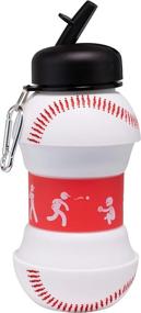 img 3 attached to 🍼 Maccabi Art Clip-On Collapsible Silicone Baseball Water Bottle for Kids – BPA-Free, 18 Oz. Size