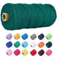 🟢 dark green colored macrame cord - 3mm x 109 yards, natural cotton cord for diy wall hangings, plant hangers, gift wrapping, wedding decorations - craft rope logo