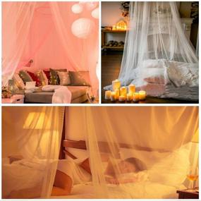img 2 attached to 🛏️ Aifusi King Size Bed Canopy Hanging Curtain Netting - Princess Round Hoop Sheer Bed Canopy for Kids, Baby Cribs, and Adult Beds - Fits Twin, Full, Queen - White