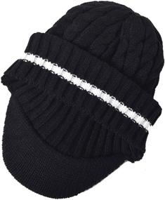 img 2 attached to 🧢 Men's Winter Warm Knitted Hat with Retro Newsboy Style Visor Bill