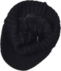 img 1 attached to 🧢 Men's Winter Warm Knitted Hat with Retro Newsboy Style Visor Bill