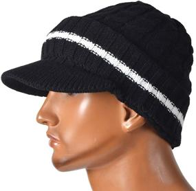 img 3 attached to 🧢 Men's Winter Warm Knitted Hat with Retro Newsboy Style Visor Bill