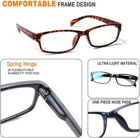 img 2 attached to 👓 6 Pack Blue Light Blocking Spring Hinge Computer Reading Glasses, Ideal for Women and Men