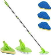 Number-one Floor Scrub Brush with Long Handle 35, Shower Cleaning Brush  Telescopic Scrubber Brush Kit, Scrubber with 1 Stiff Bristles & 3 Sponge  Brush for Cleaning Tile Shower Bathroom Tub 