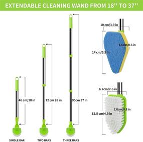 img 3 attached to 🧽 Scrub Cleaning Brush: Long Handle 35'' with Stiff Bristles, 3 Sponge Brushes | Adjustable Lightweight Detachable Kitchen, Bathroom, Shower Tile Cleaner