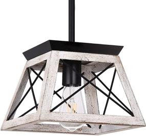 img 4 attached to 🏡 Henveton Farmhouse Rustic White Mini Island Light - Vintage Chandelier Kitchen Pendant - Industrial Ceiling Hanging Linear Fixture for Kitchen, Dining Room, Living Room, Hallway, Entryway