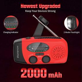 img 3 attached to 🔴 iRonsnow IS-088+ Solar Hand Crank Radio with Power Bank & Flashlight - 2000mAh 2021 Upgraded Version in Red