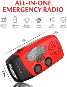 img 1 attached to 🔴 iRonsnow IS-088+ Solar Hand Crank Radio with Power Bank & Flashlight - 2000mAh 2021 Upgraded Version in Red