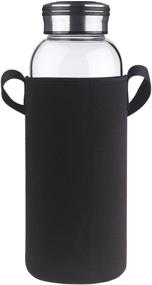 img 4 attached to Premium Cleesmil 48 oz Large 🍶 Glass Water Bottle with Protective Neoprene Sleeve