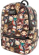 🎒 vibrant loungefly stranger things characters backpack: a must-have for fans! logo