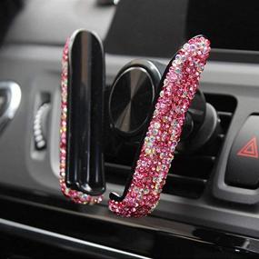 img 3 attached to SUNCARACCL Bling Car Phone Holder Mini Car Dash Air Vent Automatic Phone Mount Universal 360°Adjustable Crystal Auto Car Stand Phone Holder Car Accessories For Women And Girls (Pink)