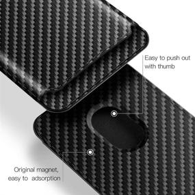 img 3 attached to 📱 enGMOLPHY Magnetic Card Wallet: iPhone 12/13 Magsafe Compatible, Carbon Fiber Leather Card Holder for Max 2-3 Cards