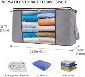 img 3 attached to 👜 Large Capacity Foldable Storage Bag Organizers by MOLOVA - Waterproof Durable Fabric, Ideal for Clothes, Blankets, Comforters, Bedding - Pack of 3, 84L Capacity, Gray