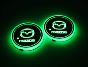 img 2 attached to 🚗 Повысьте качество поездки на Mazda с помощью 2-х светодиодных осветительных кубков для автомобилей: 7 цветов с изменяемой подсветкой, зарядка через USB, светящаяся ковриковая вставка для кубка, светодиодная лампа для интерьера.