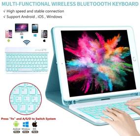 img 2 attached to 🔋 Enhanced iPad Case Keyboard with Backlit Wireless BT Keyboard & Pencil Holder - For 10.2 9th 2021/8th/7th Gen iPad - Detachable & Convenient!