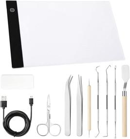 img 4 attached to 🔨 Craft Weeding Tools Set - 11 Piece Vinyl Tools with Adjustable A4 LED Light Pad for Brighter Weeding of Vinyl, Silhouettes, Cameos & Lettering