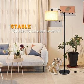 img 1 attached to 🏢 Otdair Floor Lamp: Modern Industrial Standing Lamp with Hanging Linen Lamp Shade and LED Bulb - Perfect for Living Room, Office, Bedrooms, Farmhouse - Black