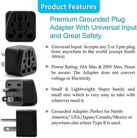 img 1 attached to 🔌 Unidapt USA Grounded 3-Prong Wall Plug Adapter - Universal Type B Travel Plug Converter for EU, AU, UK, NZ, CN to USA Power Outlets - Compact US Travel Adaptor and Charger (1)