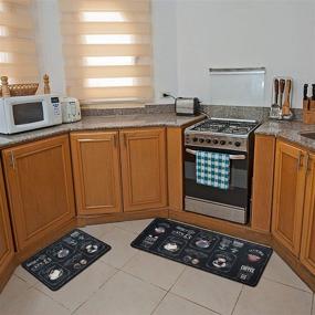 img 3 attached to 🏠 НЕЕБАО 2-штучный набор антискользящих ковров для кухни - стиральные внутренние ковры (47,2" x 15,7" + 23,6" x 15,7") в цвете мокко - ковры с антискользящим покрытием для кухни или спальни.