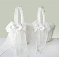 atailove 2 piece flower girl basket set - fairy lace bowknot wedding floral baskets in ivory logo