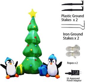 img 1 attached to 🎄 Vibrant 7FT Christmas Inflatables for Outdoor Decor: Tree with Penguins & Gift Boxes - Built-in LED Lights, Perfect Xmas Yard Decoration!