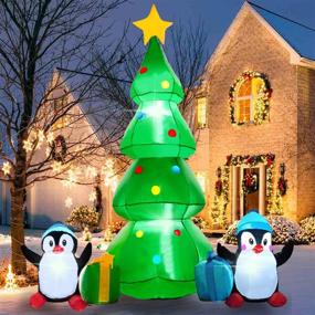 img 4 attached to 🎄 Vibrant 7FT Christmas Inflatables for Outdoor Decor: Tree with Penguins & Gift Boxes - Built-in LED Lights, Perfect Xmas Yard Decoration!