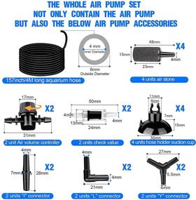 img 1 attached to 🐠 Aquarium Air Pump with Dual Outlet and Aquarium Airline Tubing Hose, Fish Tank Air Pump with Air Stone, Aquarium Suction Cup, Check Valve and Controller, plus ILY Aquarium Hose Connector