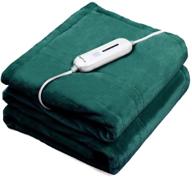 🔥 wapaneus heated blanket electric throw: 72" x 84" full size with 3 heating levels, auto shut off, flannel fast-heating, etl listed, machine washable - vintage green logo