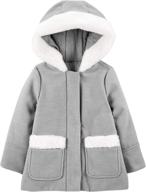 🧥 stylish hooded felt jacket with faux fur trim for toddler girls by simple joys by carter's логотип