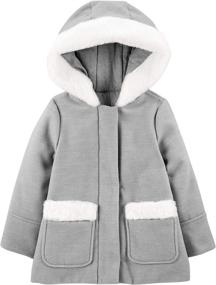 img 3 attached to 🧥 Stylish Hooded Felt Jacket with Faux Fur Trim for Toddler Girls by Simple Joys by Carter's