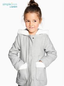 img 2 attached to 🧥 Stylish Hooded Felt Jacket with Faux Fur Trim for Toddler Girls by Simple Joys by Carter's