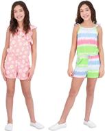 превосходный летний стиль: набор из 2-х безрукавных трикотажных комбинезонов с принтами "сладкие бабочки" для девочек модной одежды для детей логотип