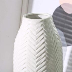 img 3 attached to Cute Flower Vase for Home Decor: Large White Ceramic Vase, Handmade Pottery Vase