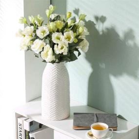 img 2 attached to Cute Flower Vase for Home Decor: Large White Ceramic Vase, Handmade Pottery Vase