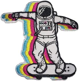 img 1 attached to 🛰️ Skater Astronaut Patch by PatchClub - Explore Space with Cool Embroidered Iron On/Sew On Patches for Backpacks, Hats, Jackets, and Hoodies