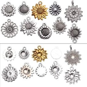 img 2 attached to 🌻 Alloy Sunflower Pendant Charms for Jewelry Making Crafts - Vintage Sunflower Charms Craft Supplies for Necklace and Bracelet DIY Crafts