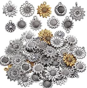 img 4 attached to 🌻 Alloy Sunflower Pendant Charms for Jewelry Making Crafts - Vintage Sunflower Charms Craft Supplies for Necklace and Bracelet DIY Crafts