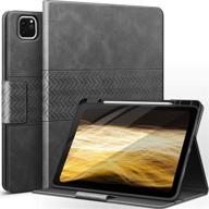 📱 auaua ipad pro 12.9 5th/4th/3rd gen case with pencil holder, auto sleep/wake, grey pu leather smart cover logo