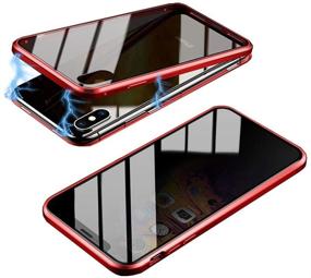 img 4 attached to Магнитный чехол для IPhone Xs Max с приватным защитным экраном и двусторонним закаленным стеклом, металлическая обводка для полной защиты тела (IPhone Xs Max Мобильные телефоны и аксессуары)