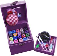 🧵 tinton life vintage box sewing kits - 2 layers sewing accessories supplies for adults kids, beginner travel sewing basket with metal handle - purple logo