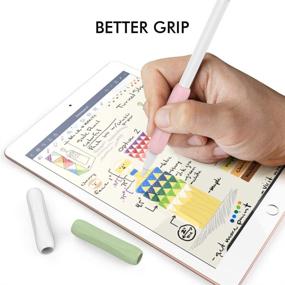 img 2 attached to 🎨 AhaStyle 3-Pack Ergonomic Silicone iPencil Grips Holder Sleeve Compatible with Apple Pencil 1st and 2nd Generation - Green, Pink, White