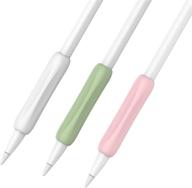 🎨 ahastyle 3-pack ergonomic silicone ipencil grips holder sleeve compatible with apple pencil 1st and 2nd generation - green, pink, white logo