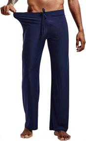 img 3 attached to K-Men Men's Ice Silk Long Yoga 🩳 Pant: Comfortable Low Rise Sleep Bottom with Elastic Drawstring