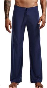 img 4 attached to K-Men Men's Ice Silk Long Yoga 🩳 Pant: Comfortable Low Rise Sleep Bottom with Elastic Drawstring