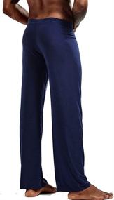 img 2 attached to K-Men Men's Ice Silk Long Yoga 🩳 Pant: Comfortable Low Rise Sleep Bottom with Elastic Drawstring