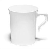 🍵 occasions 40-pack of heavyweight disposable 8 oz plastic coffee mugs/tea cups/cappuccino cups/espresso cup with handles for weddings and parties (plain white) logo