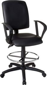 img 4 attached to 🪑 Premium Black LeatherPlus Drafting Stool with Loop Arms - Boss Office Products Multi-Function