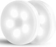 🔦 dazzy dot magnetic push light: dimmable touch light with rechargeable battery - portable stick-on led lights for room, closet, and wall - 2-pack soft white puck lights логотип